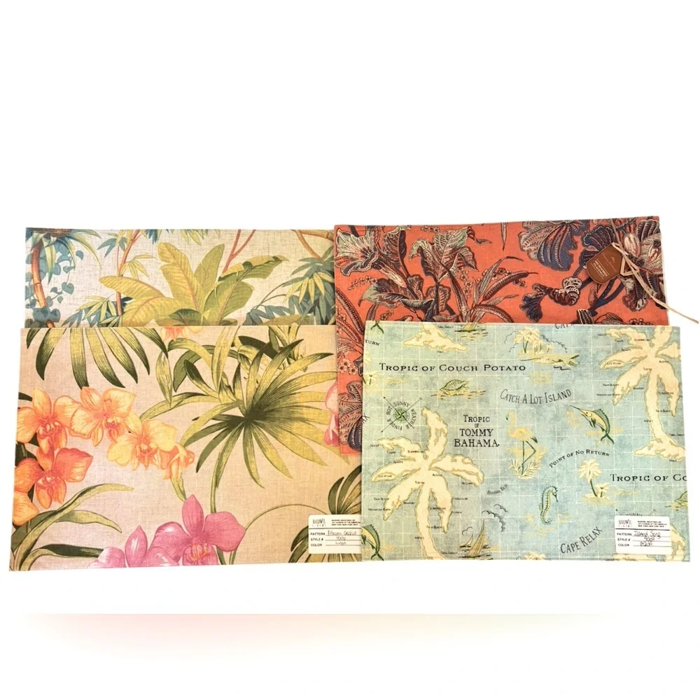 Set of 4 Tommy Bahama Mismatched Placemats Tropical Nautical Caribbean Beach